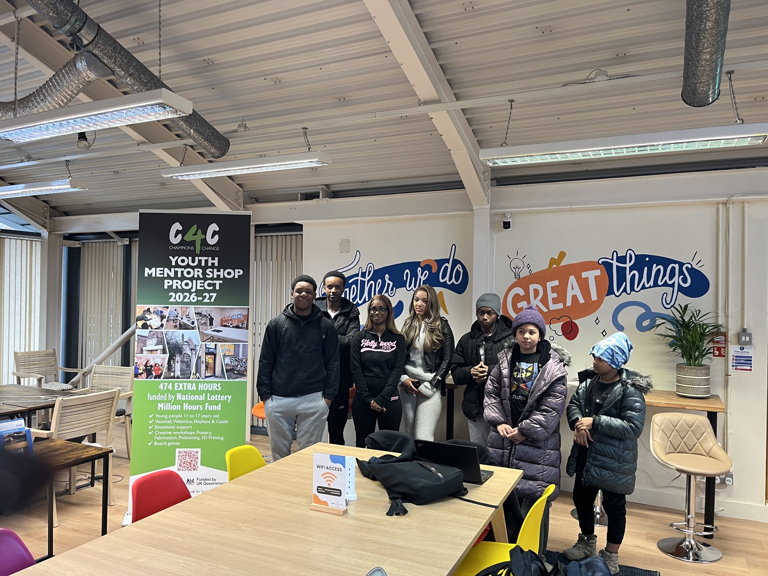 Helping youth at C4CWB Youth Mentoring Shop Project 2026-27 in a community center.